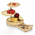 Regalio Swiveling 3 Tier Serving Tray & Cutting Board w/ 3 Cheese Tools